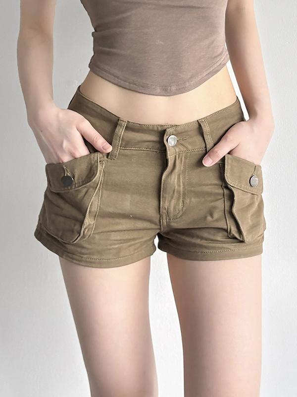 Vintage Street Style Pockets Denim Shorts Product Image