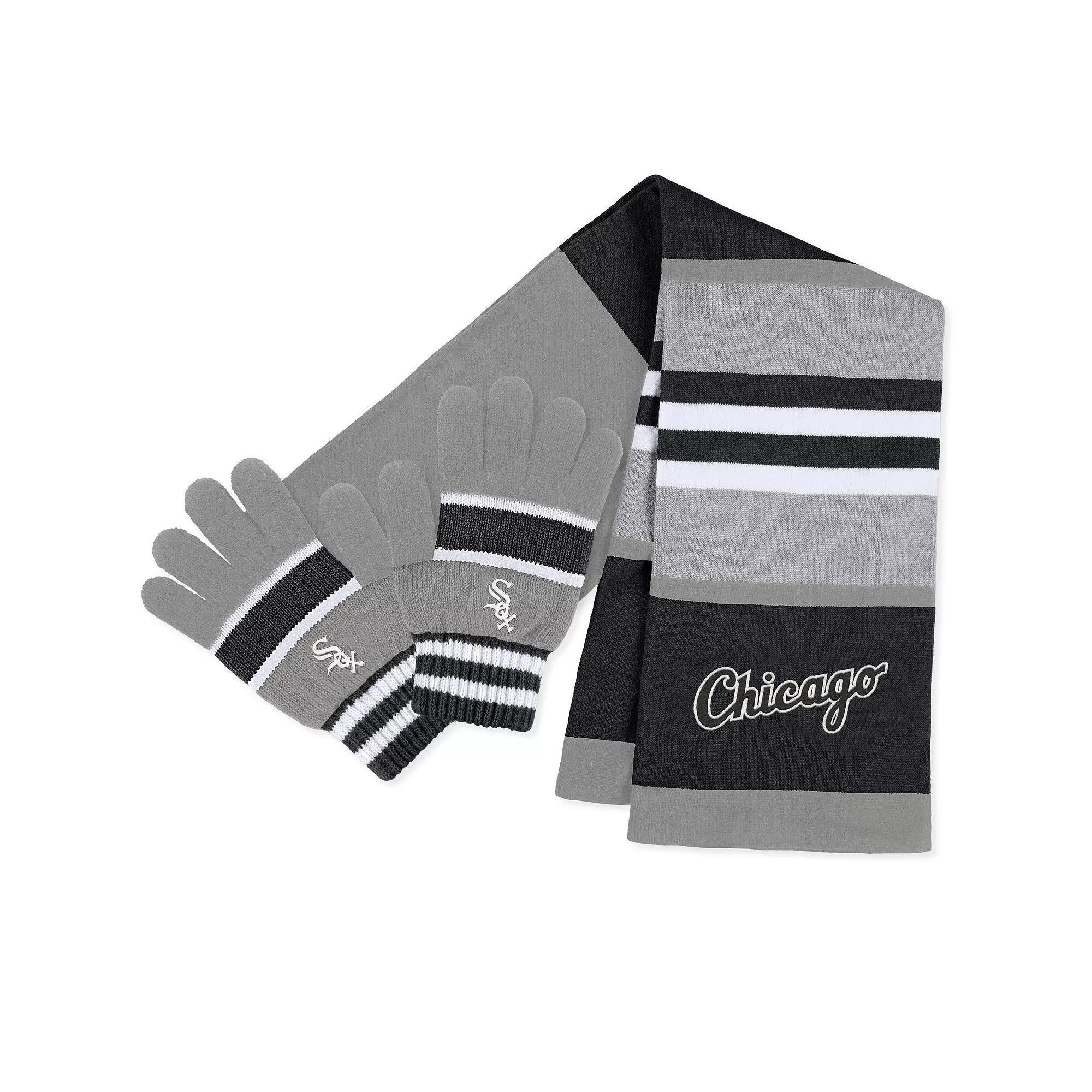 Women's WEAR by Erin Andrews Chicago White Sox Stripe Glove & Scarf Set, Team Product Image