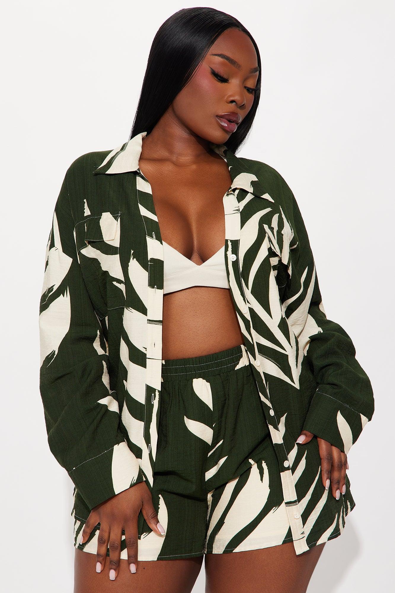 In The Tropics Linen Short Set - Hunter Product Image