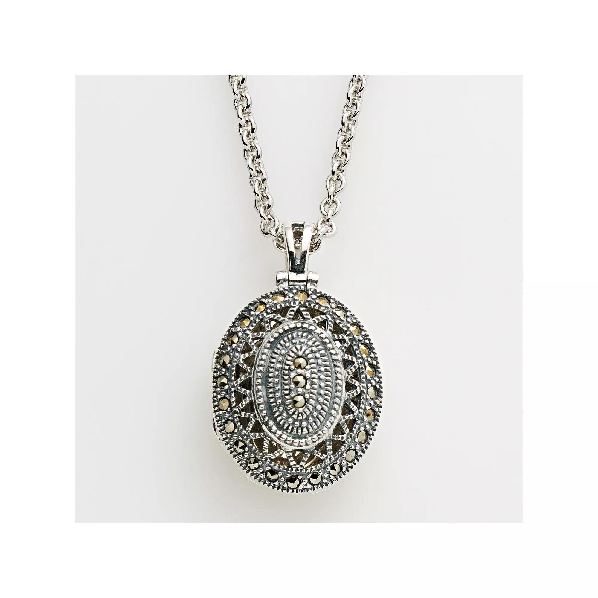 Lavish by TJM Sterling Silver Openwork Oval Locket, Womens Product Image