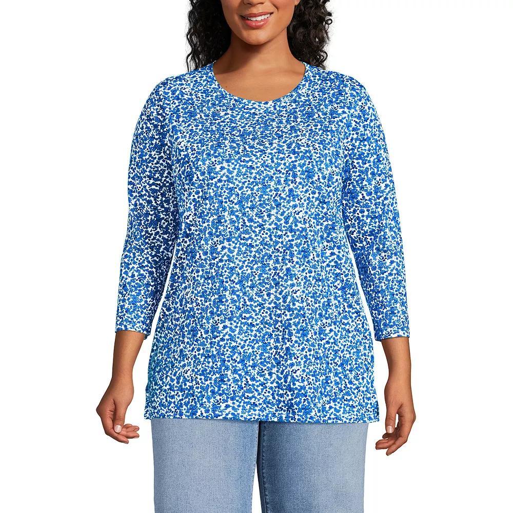 Plus Size Lands' End Supima Cotton Relaxed Fit Crewneck Tunic, Women's, Size: 3XL, Soft Orchid Stripe Product Image