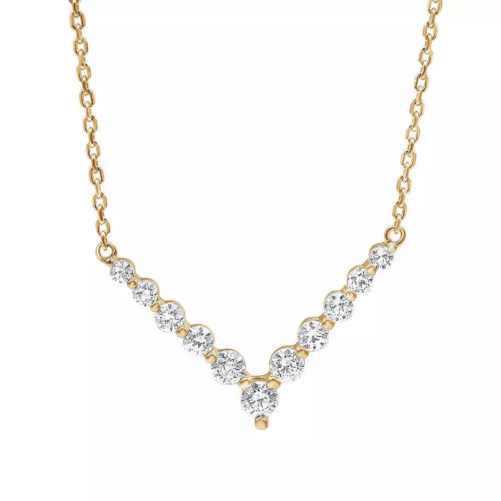 Gemstone Brilliance Lab-Created White Sapphire V-Shape Necklace, Women's, Size: 18", Pink Tone Product Image