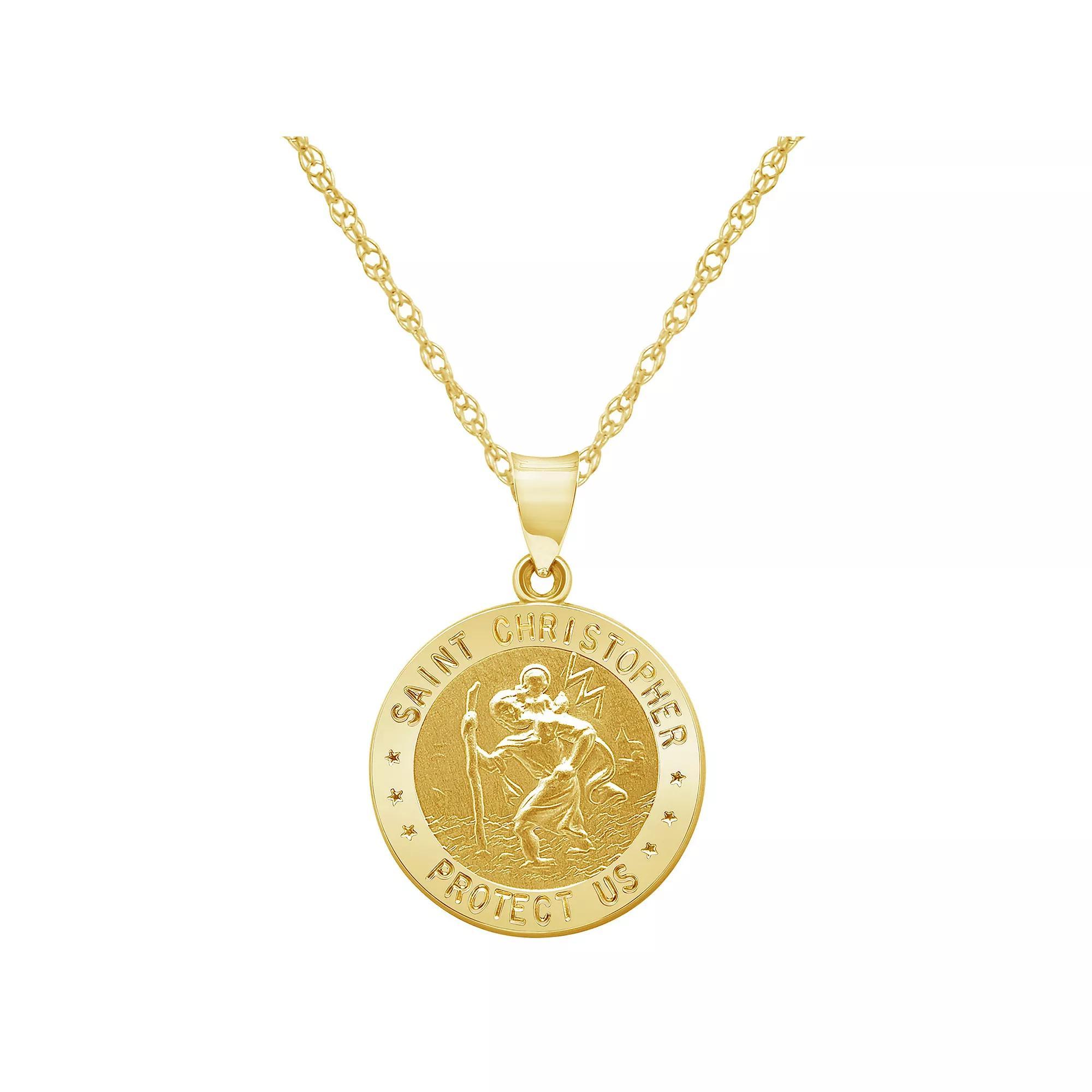 14k Gold Saint Christopher Pendant, Women's, Size: 18" Product Image