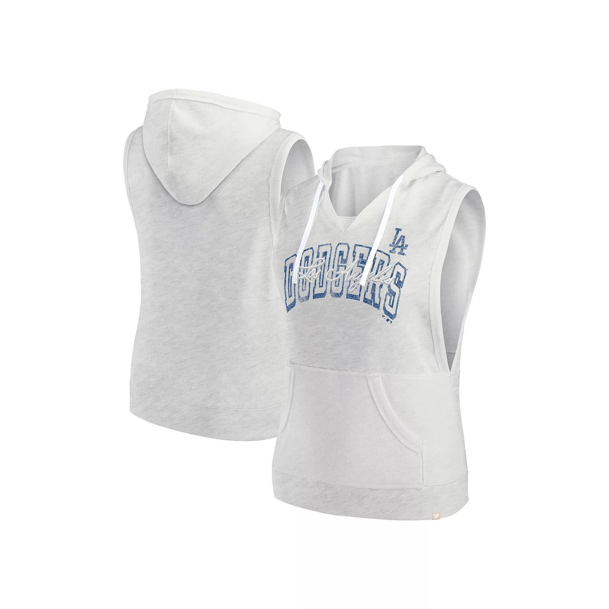 Women's Fanatics Branded Ash Los Angeles Dodgers Lounge Script Sleeveless Pullover Hoodie, Size: Large, Black Product Image