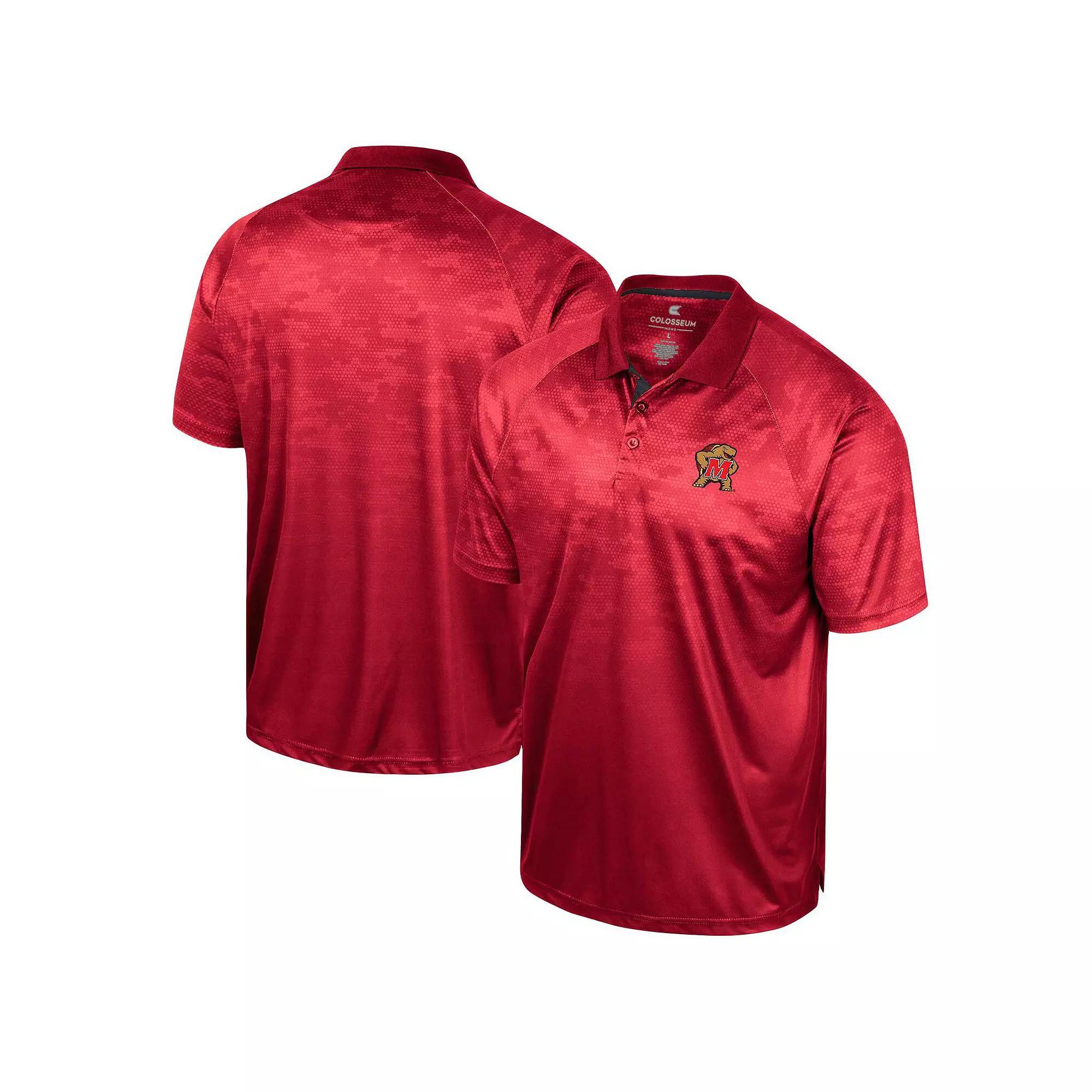 Men's Colosseum Red Maryland Terrapins Honeycomb Raglan Polo, Size: Large Product Image