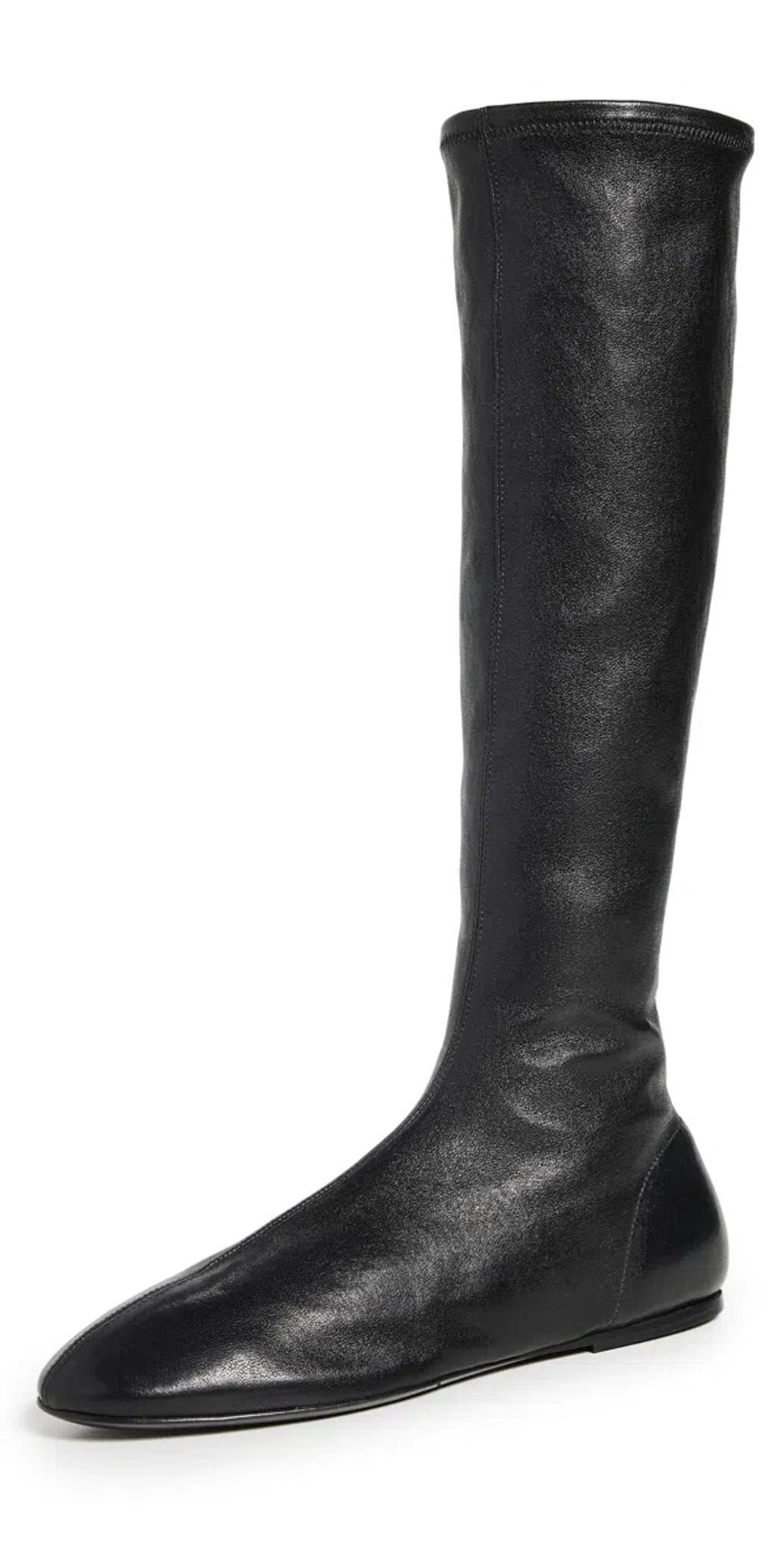 CO Round Toe Knee High Booties 001 Black Product Image