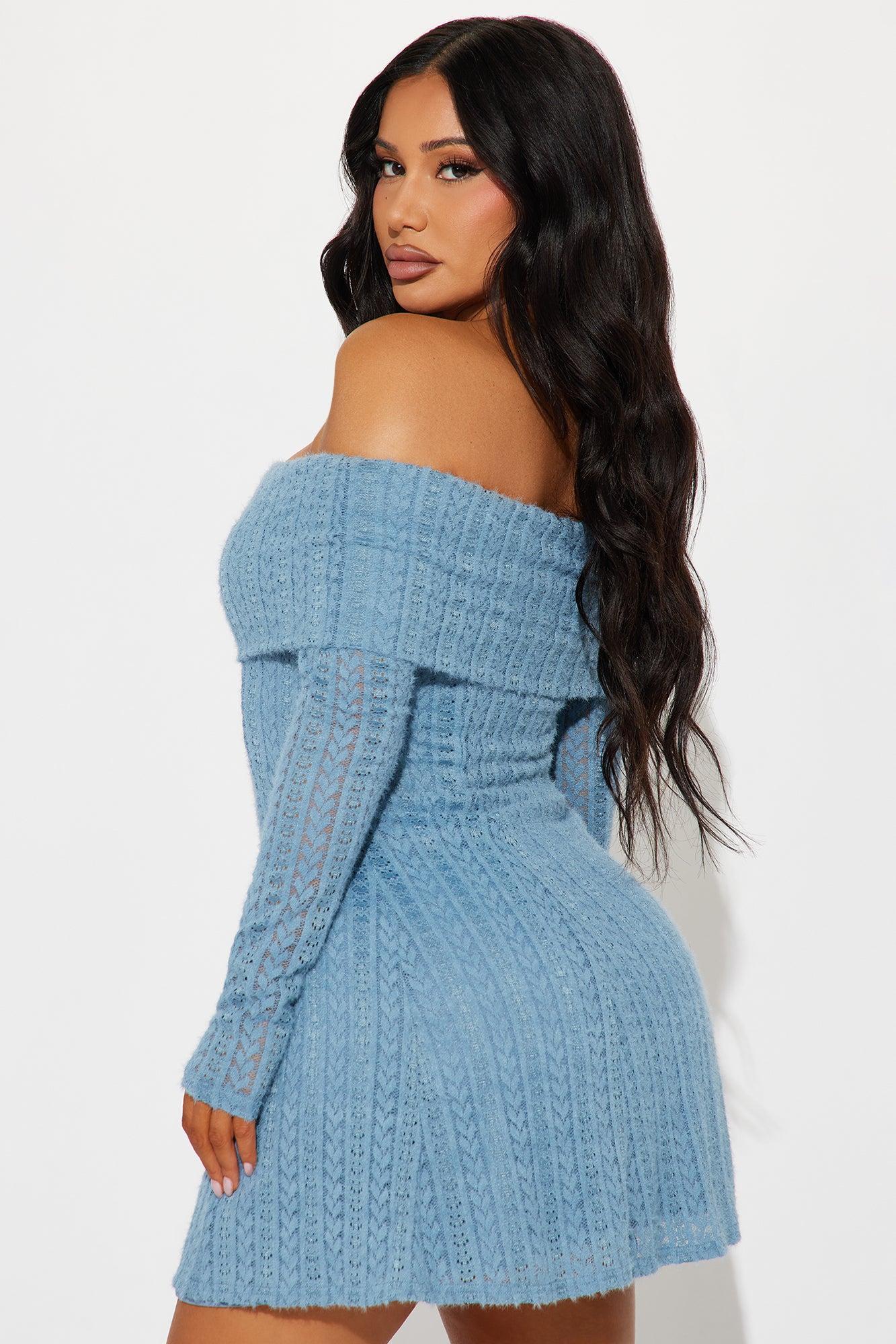 Margeaux Mini Dress - Dusty Blue Product Image