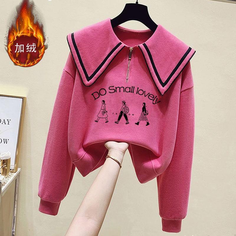 Collar Lettering Sweatshirt Product Image
