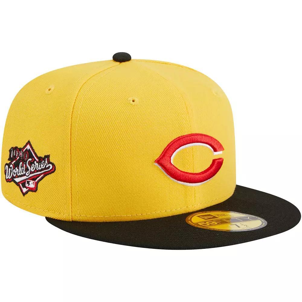 Men's New Era Yellow/Black Cincinnati Reds Grilled 59FIFTY Fitted Hat, Size: 7 1/8, Red Yellow Product Image