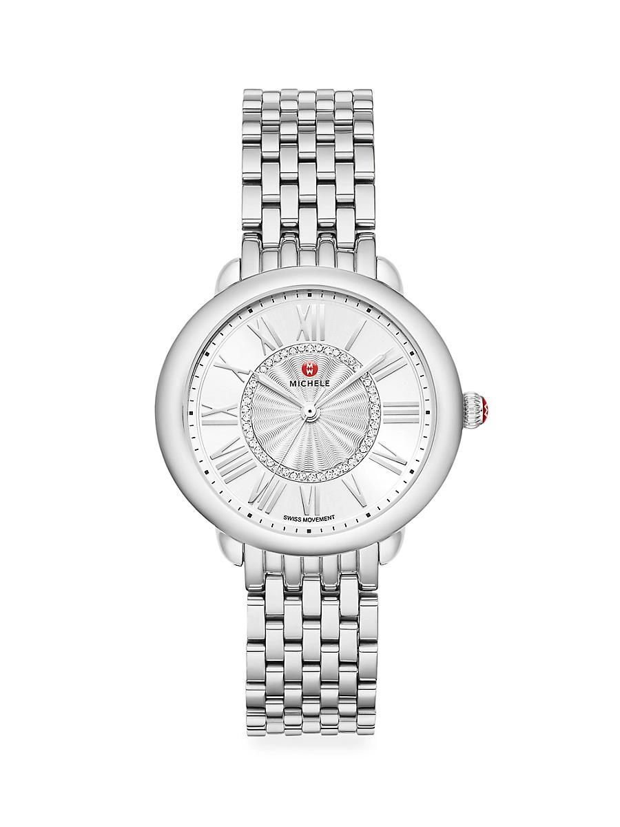 Serein Mid Diamond Dial Watch in Silver Product Image