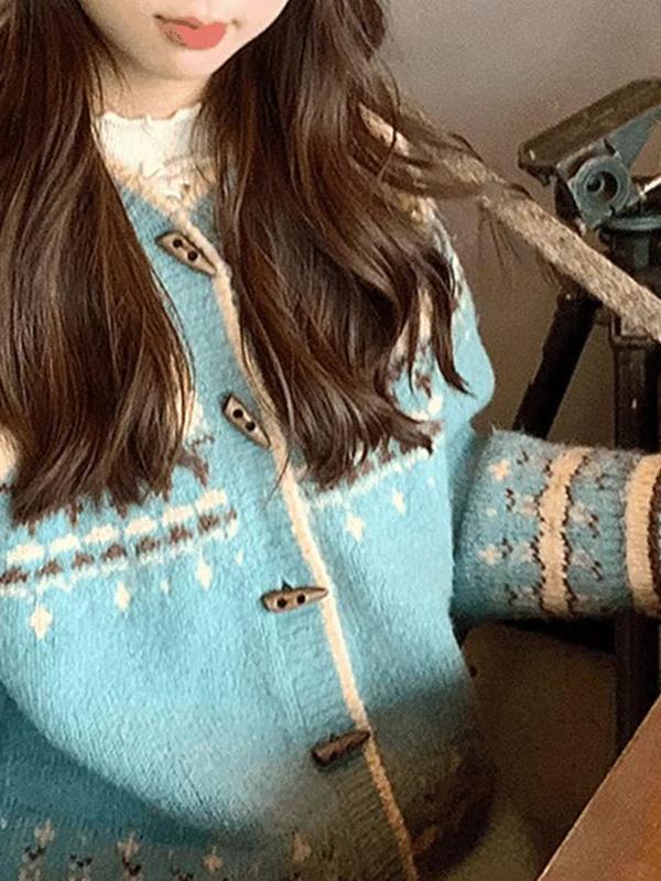 Kanyangfair Isle Korean College Style Cardigan Product Image
