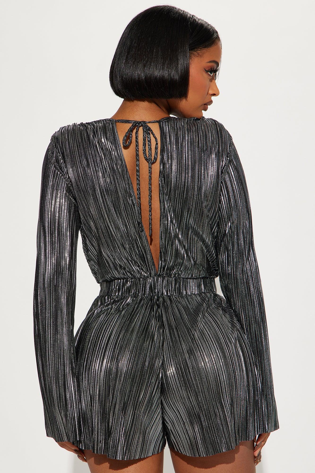 Been Done Before Plisse Romper - Silver Product Image