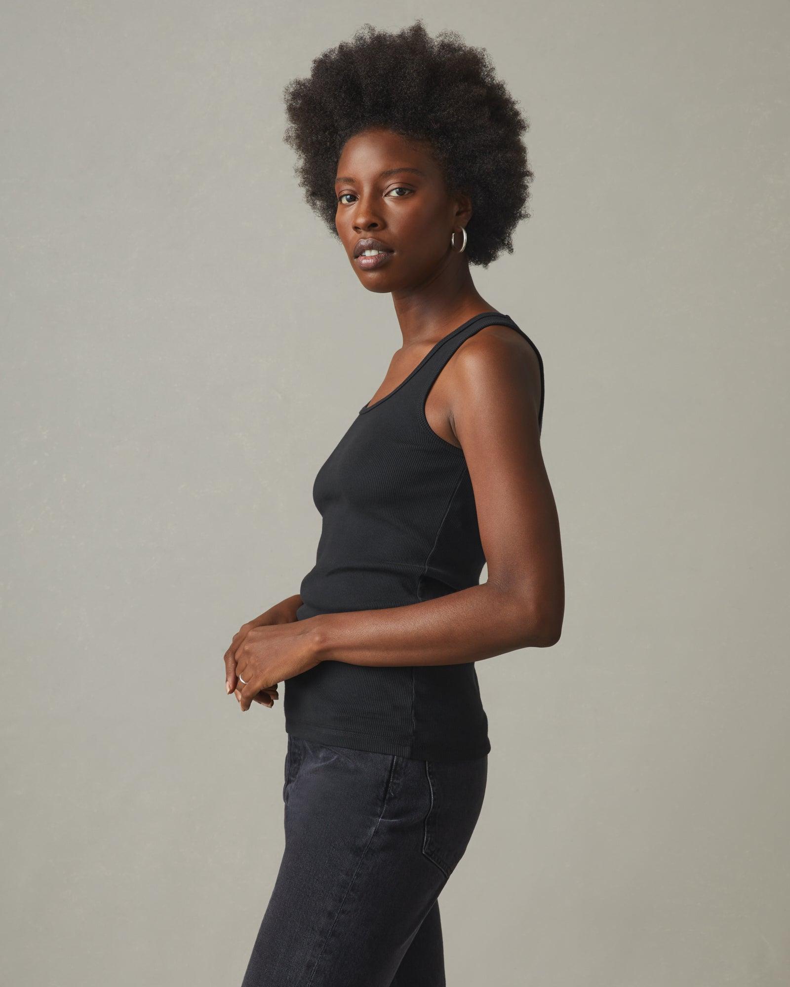 Women's Rib Tank - Black Product Image