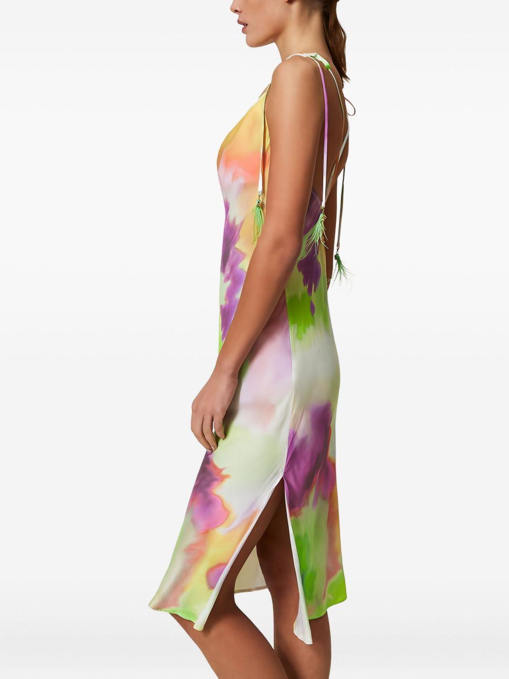 tie-dye feather-detail midi dress Product Image