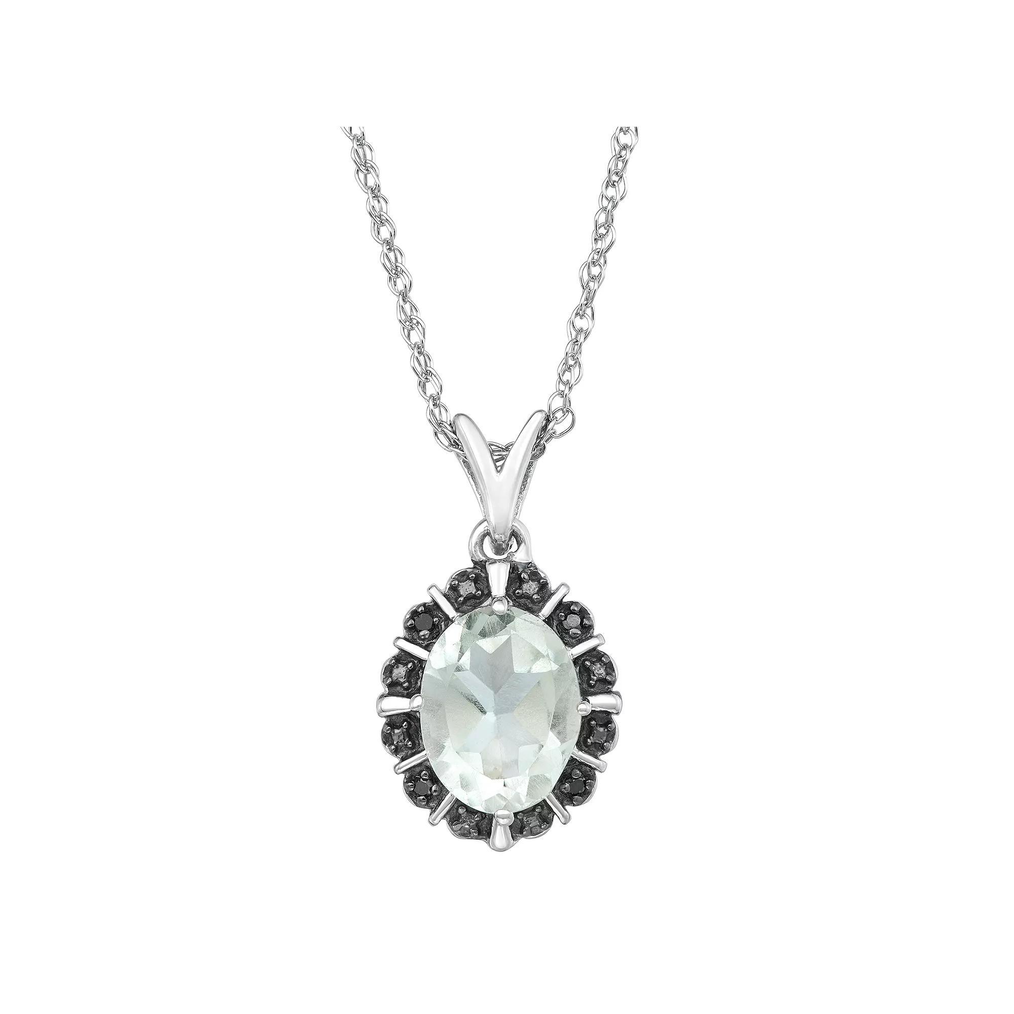 Jewelexcess Sterling Silver Gemstone & Black Diamond Accent Pendant Necklace, Women's, Size: 18", Green Purple Product Image