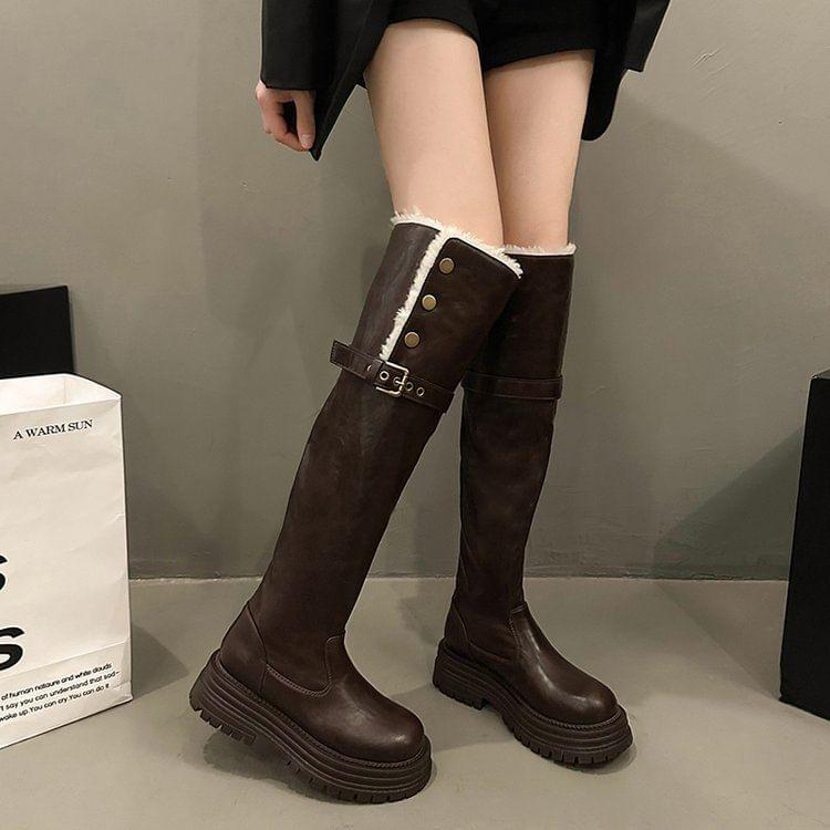 Fleece Lined Platform Tall Boots Product Image