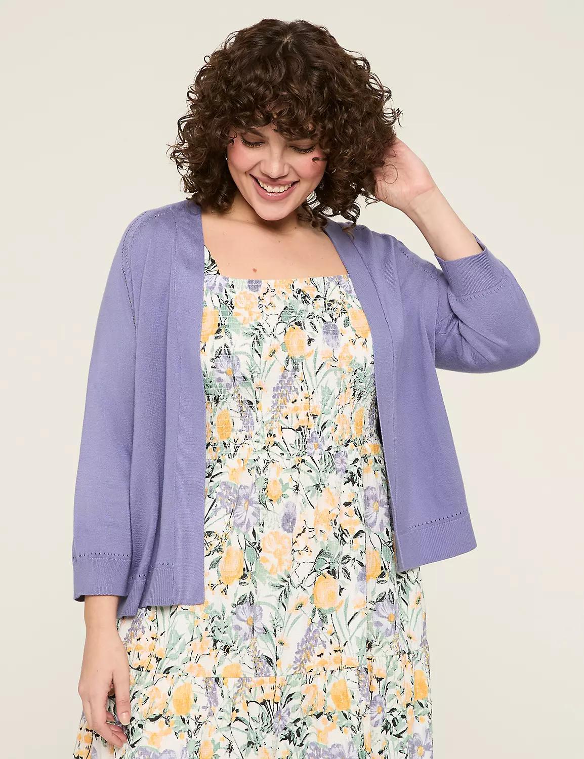3/4-Sleeve Open-Front Shrug Product Image