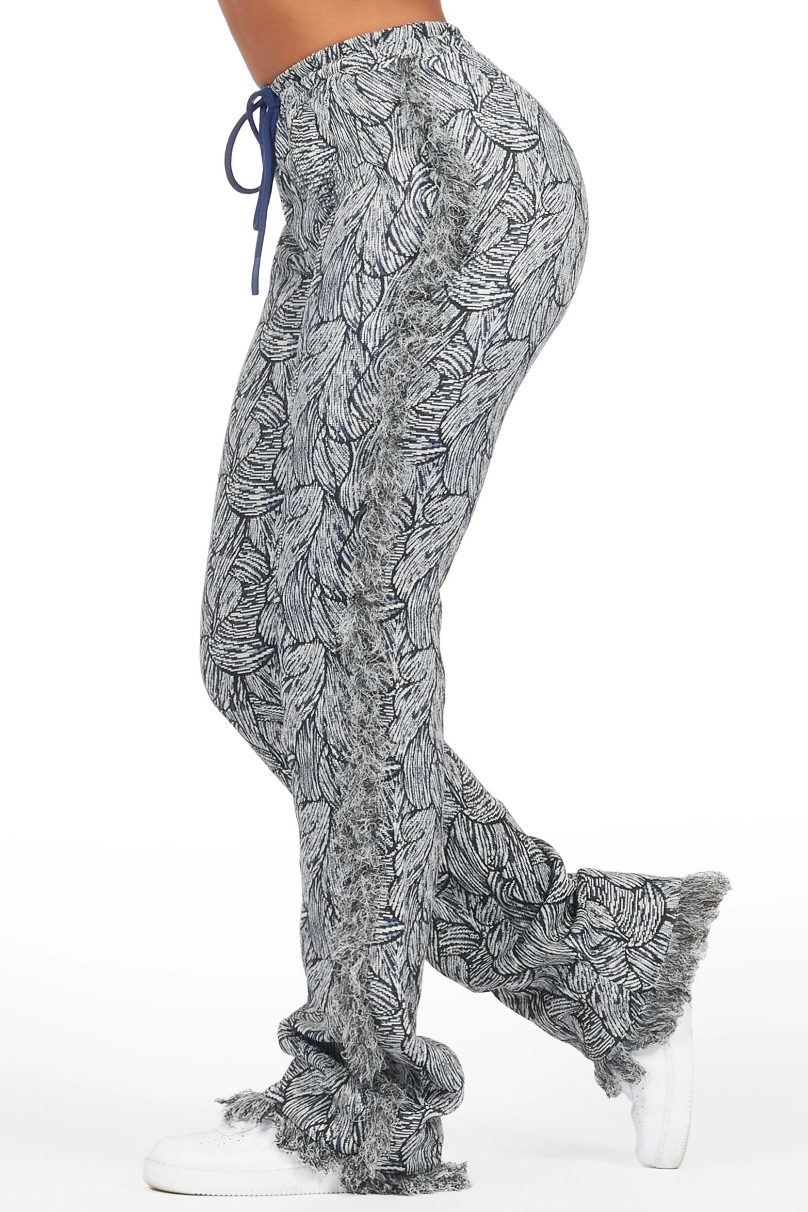 Syncere Navy Tapestry Stacked Pant Female Product Image
