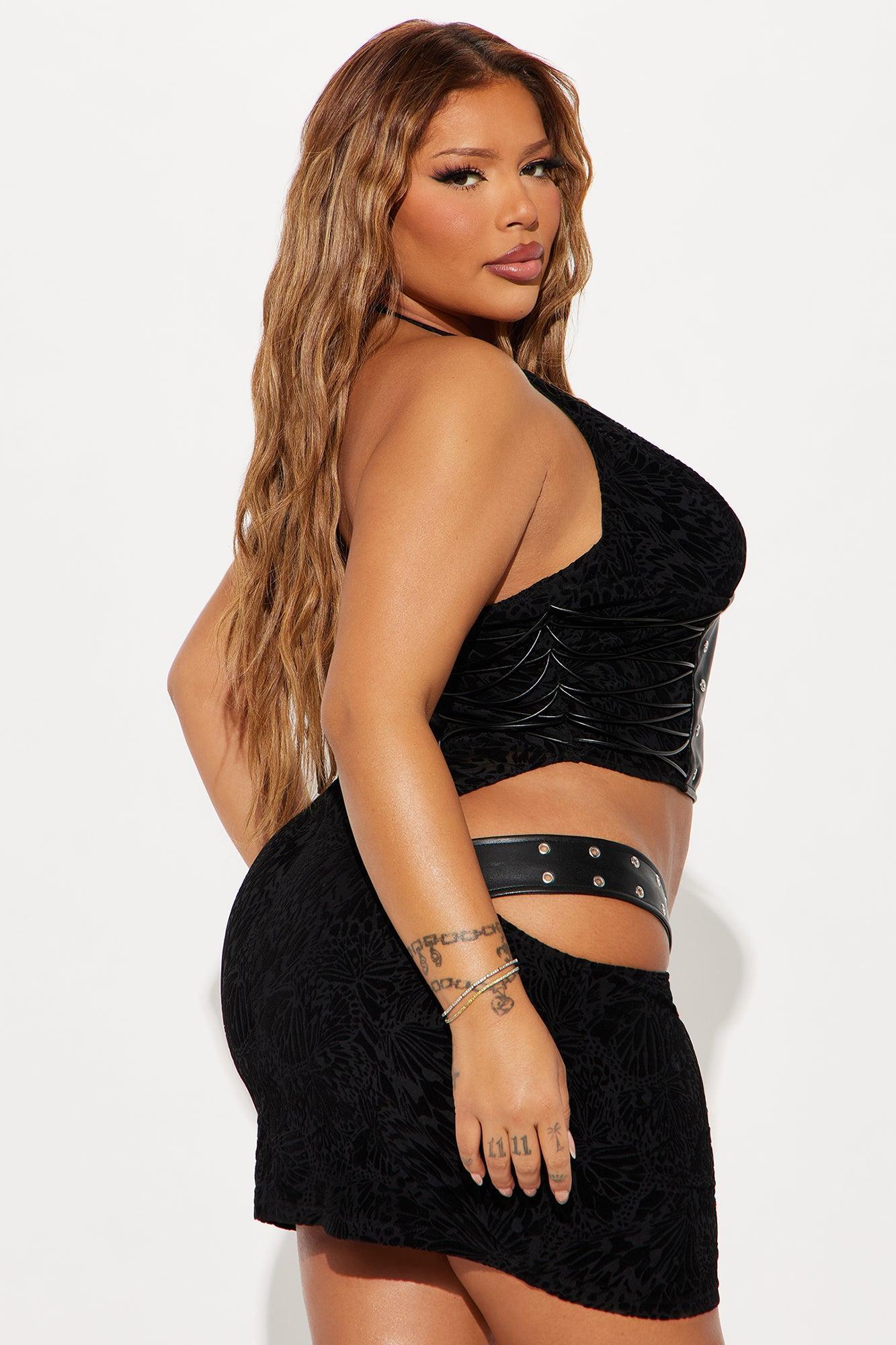 Bryce Velvet Mesh Micro Mini Dress - Black Product Image