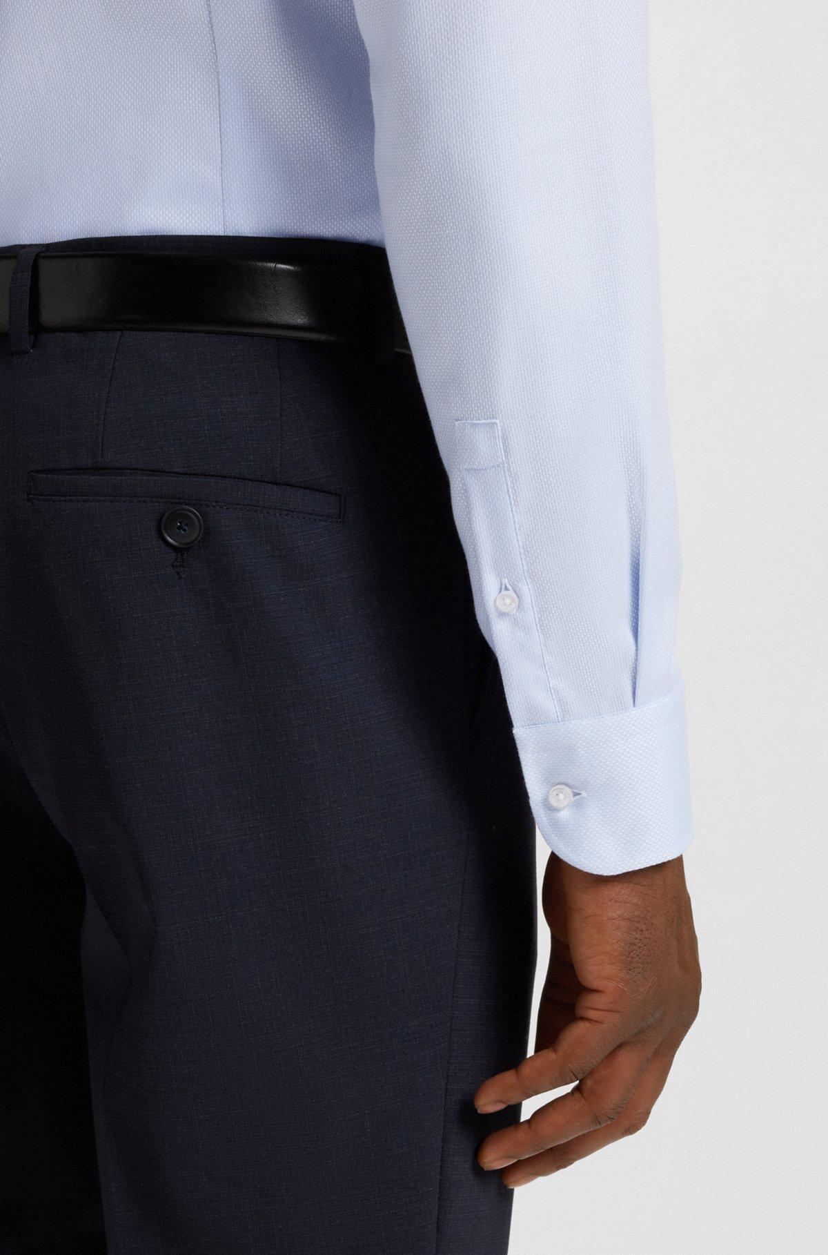 BOSS - Slim-fit shirt in structured cotton - Light Blue Product Image