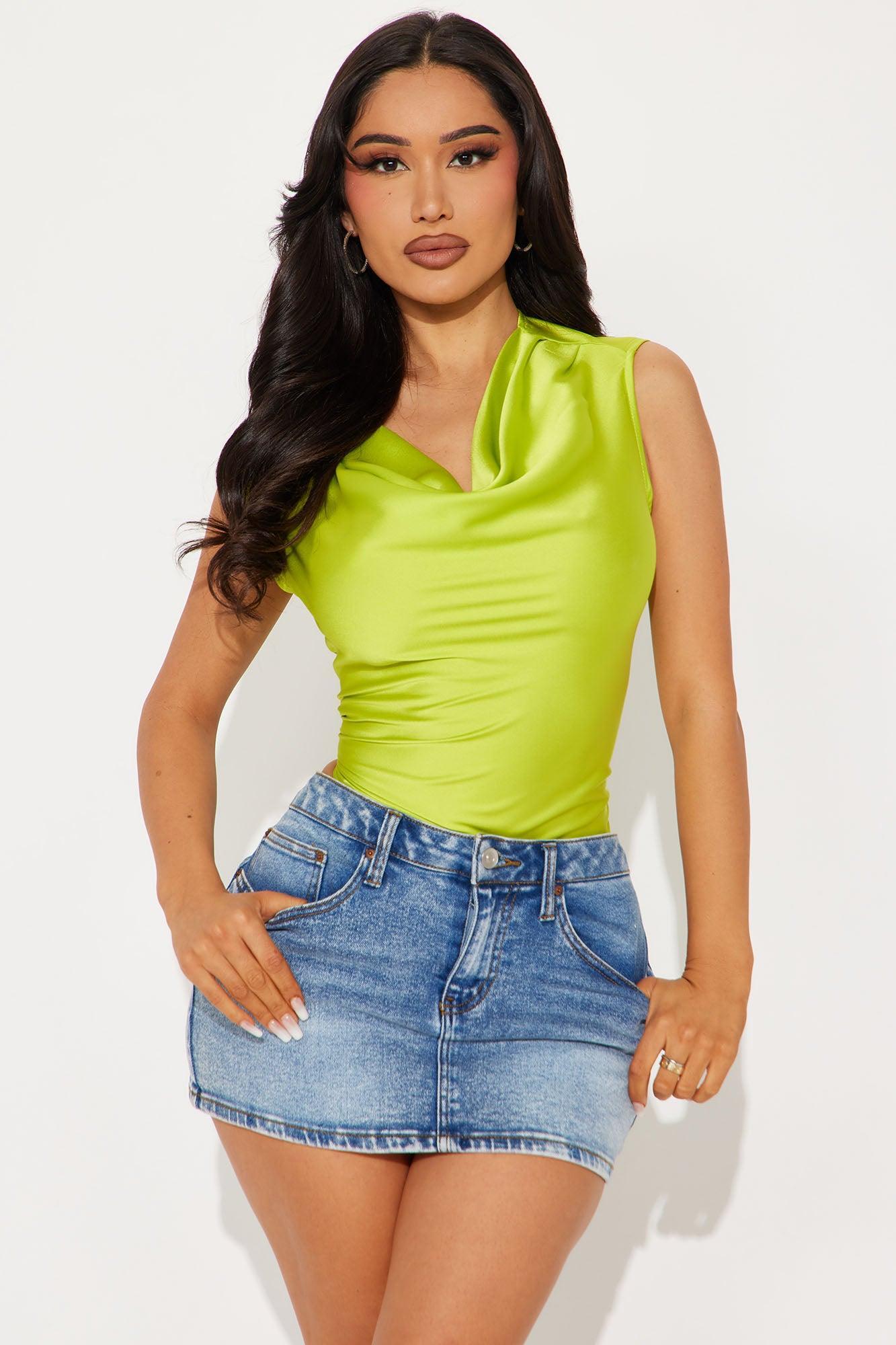 Pretty Easy Satin Top - Lime Product Image