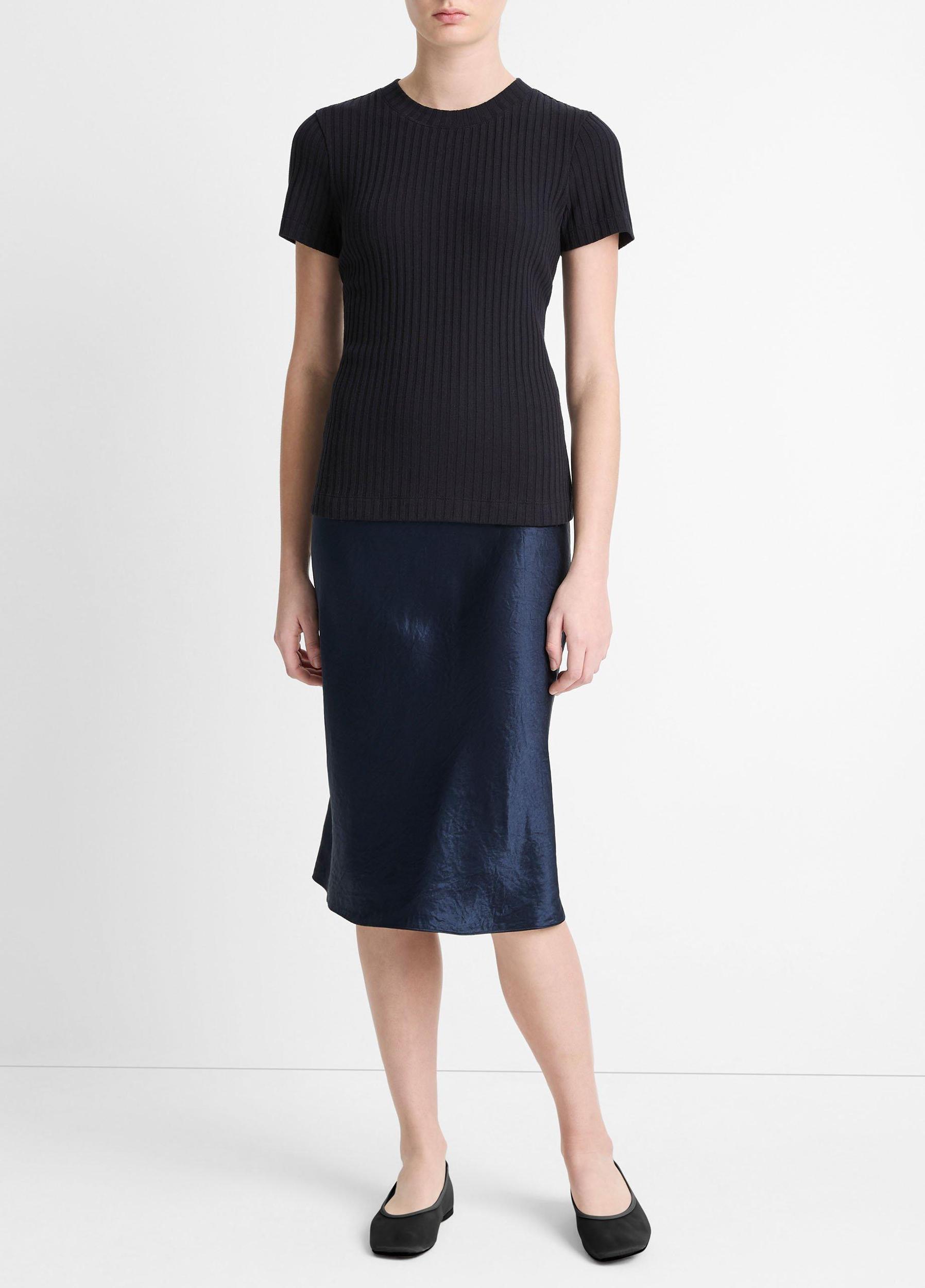 Womens Ribbed Cotton-Blend Top, Off White, Size L Vince Product Image