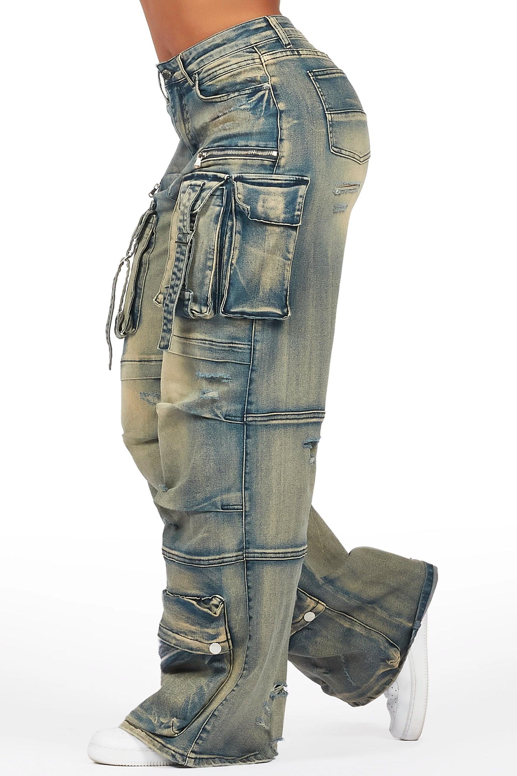 Tarella Tinted Dark Wash Wide Leg Jean Female Product Image