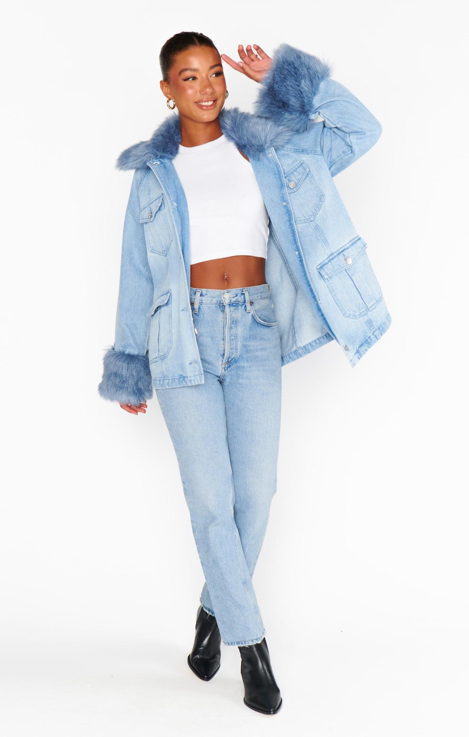 Copenhagen Jacket ~ Drift Indigo with Blue Faux Fur Product Image
