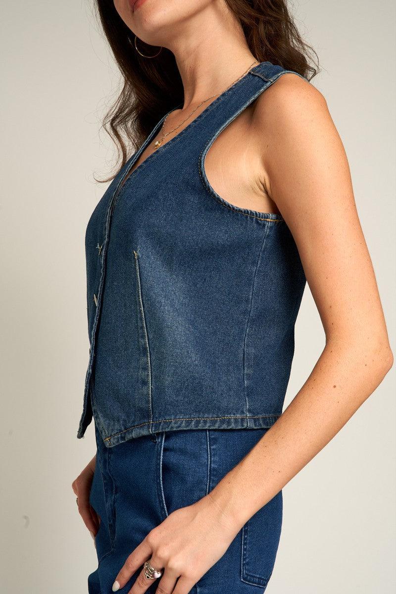 Sleeveless Denim Vest Product Image