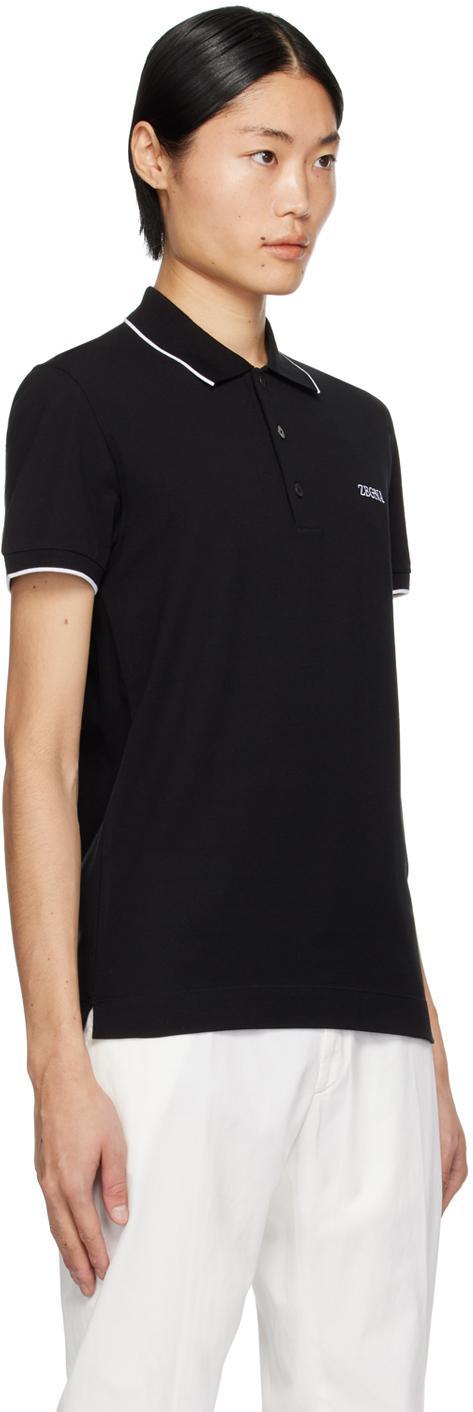 ZEGNA Slim Fit Polo. In Black Product Image