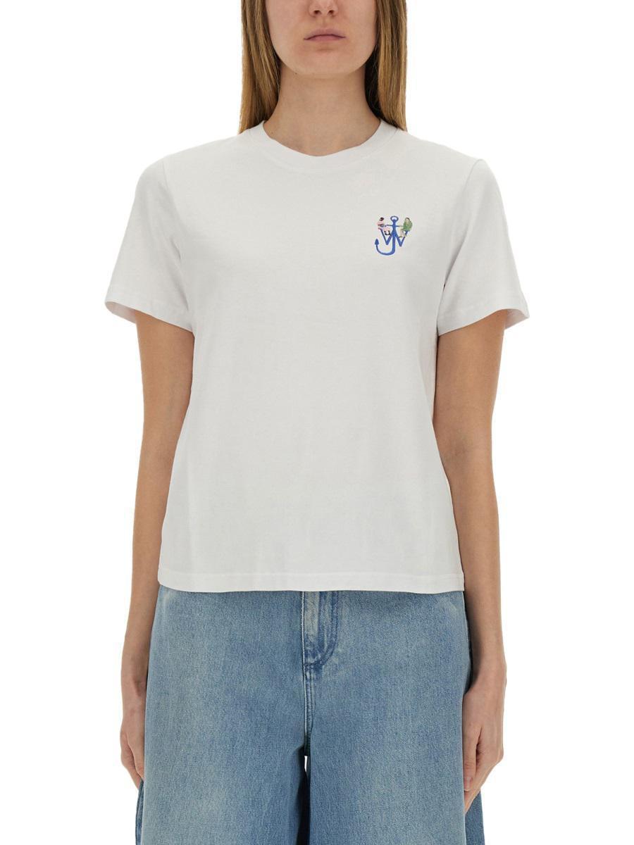 JW ANDERSON T-shirt With Logo And Print In White Product Image