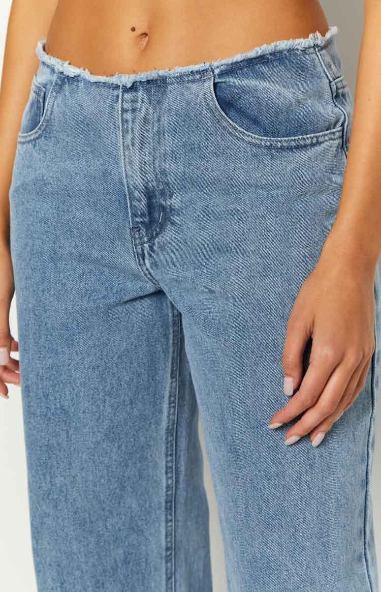Austin Mid Rise Mid Wash Blue Denim Jeans Product Image