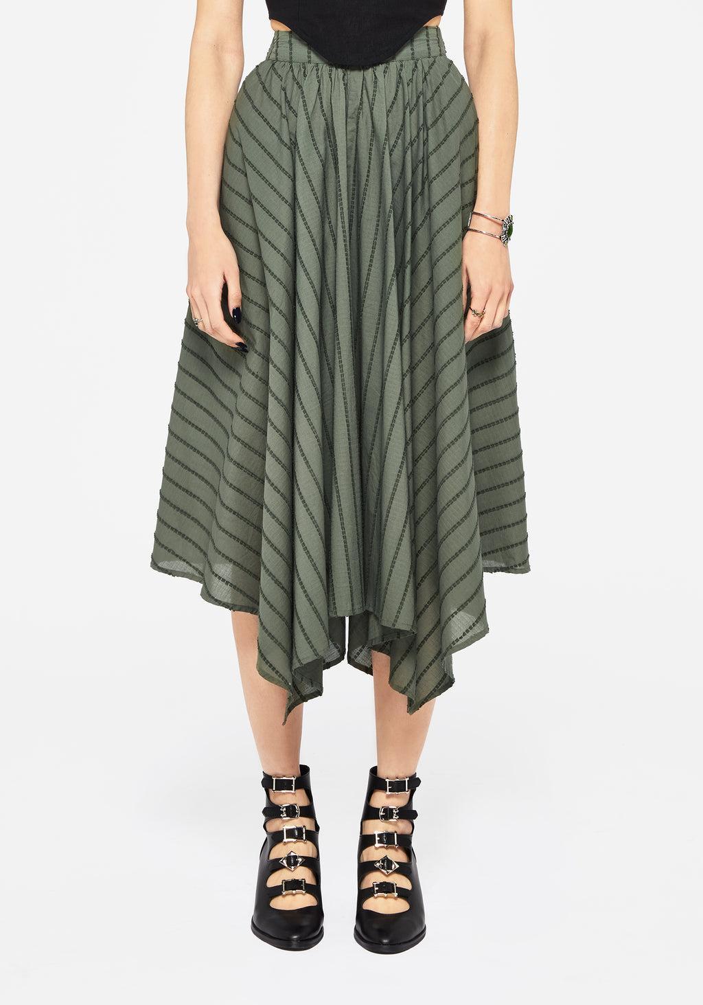 Blythe Cotton Handkerchief Hem Midaxi Skirt - Green Product Image
