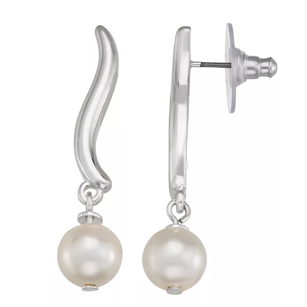 You're Invited Silver Tone Simulated Pearl Drop Post Earrings, Women's, White Product Image