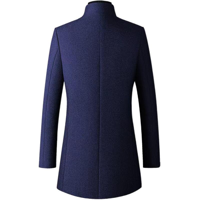 Stand Collar Plain Button-Up Coat Product Image