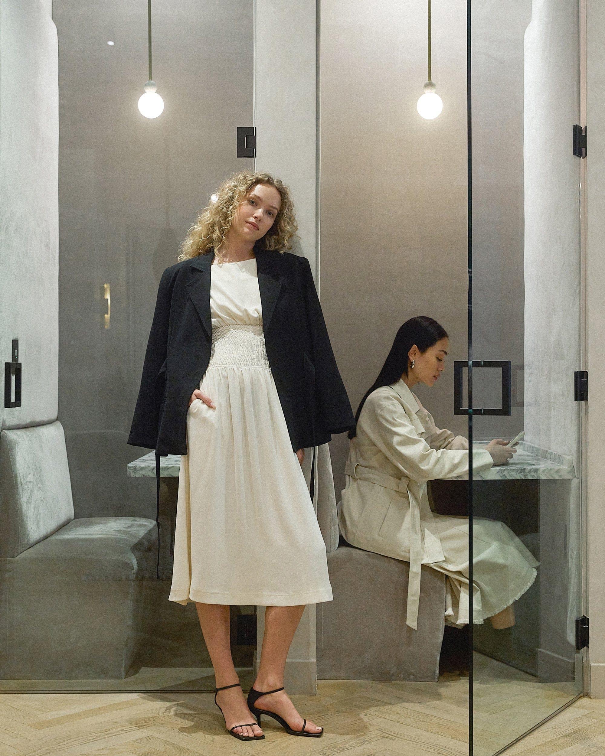 Ayumi Gathered-Shoulder Dress Product Image
