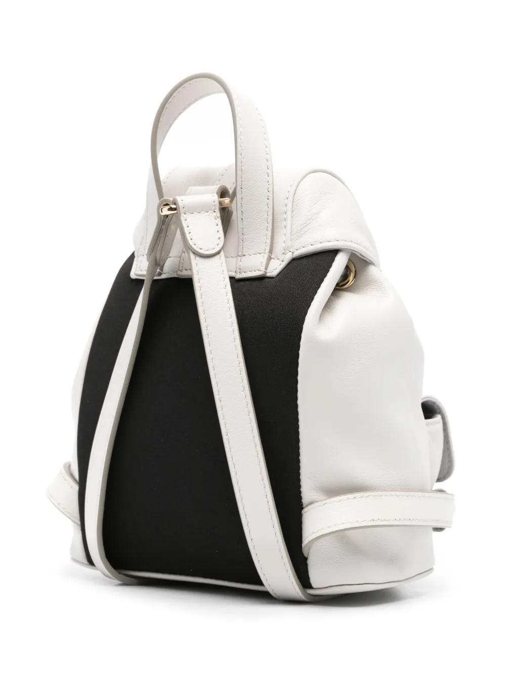 FURLA Flow Leather Backpack In White Product Image