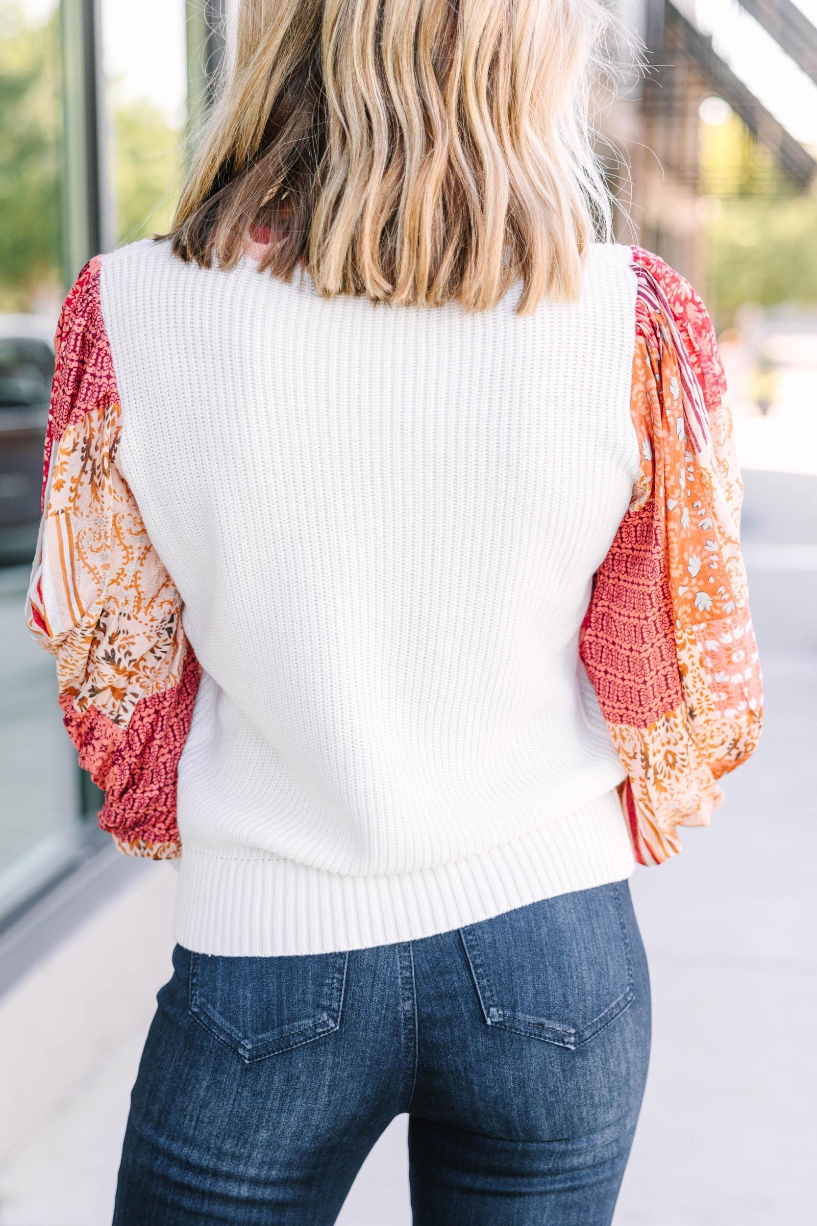 Starting Memories Rust Orange Abstract Sleeve Sweater Female Product Image