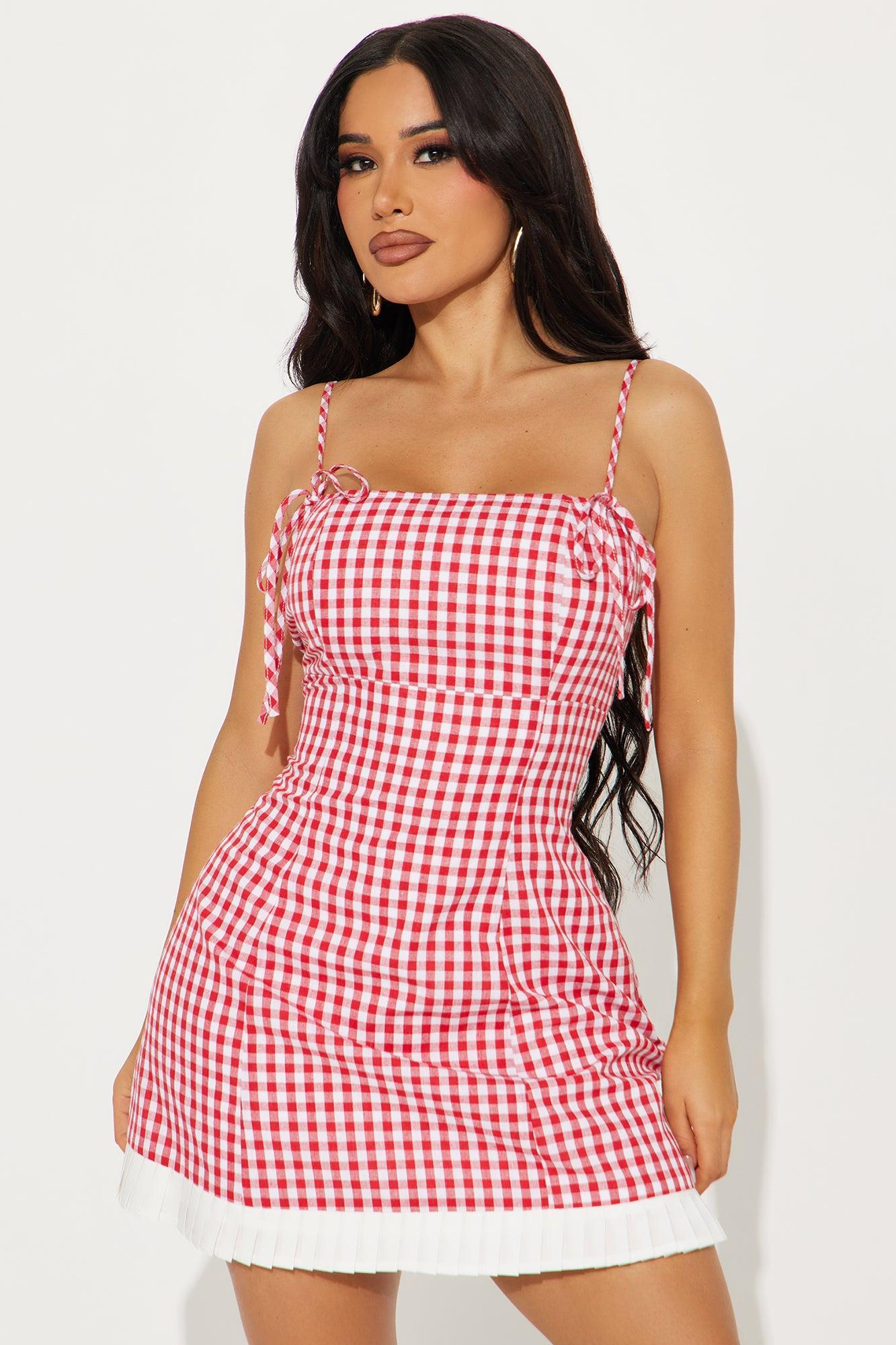 Gabby Gingham Mini Dress - Red/combo Product Image