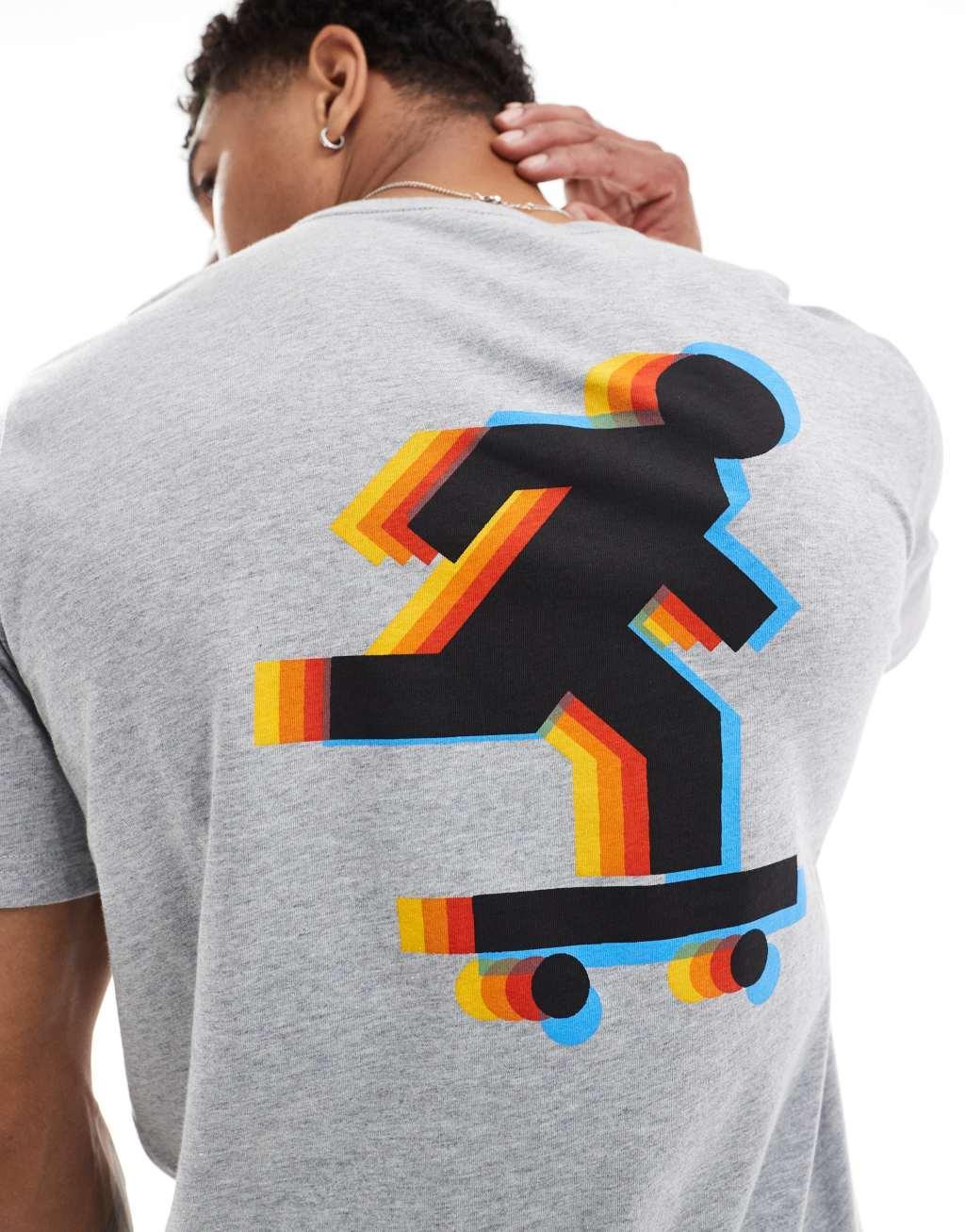 PS Paul Smith T-shirt with skateboard front and back print in gray Product Image