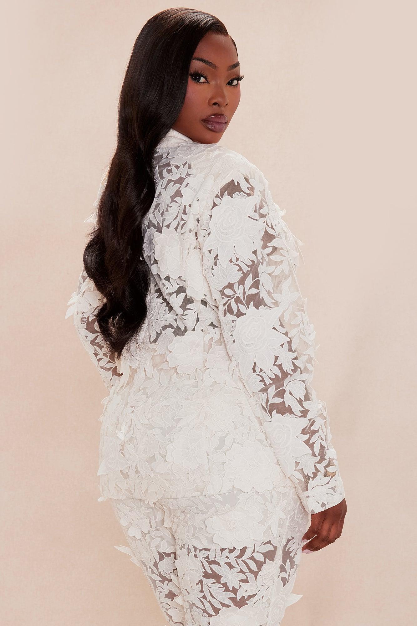 Catalina Embroiderd Blazer - Cream Product Image