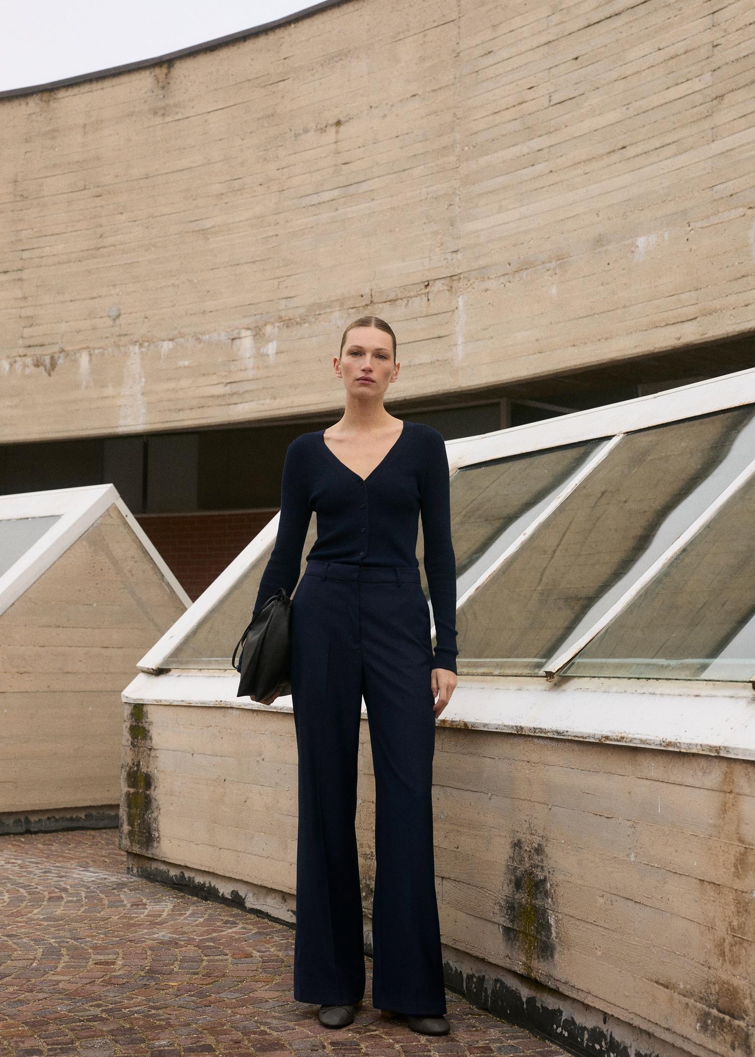 Contrast-bodice long jumpsuit - Women | MANGO USA Product Image