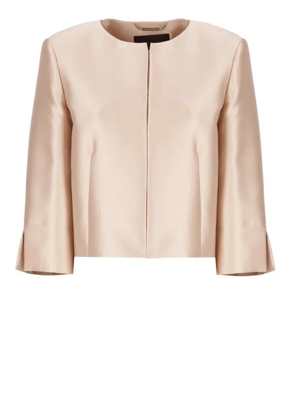 ALBERTA FERRETTI Satin Jacket In Beige Product Image