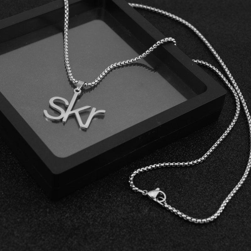Lettering Pendant Box Chain Necklace Product Image