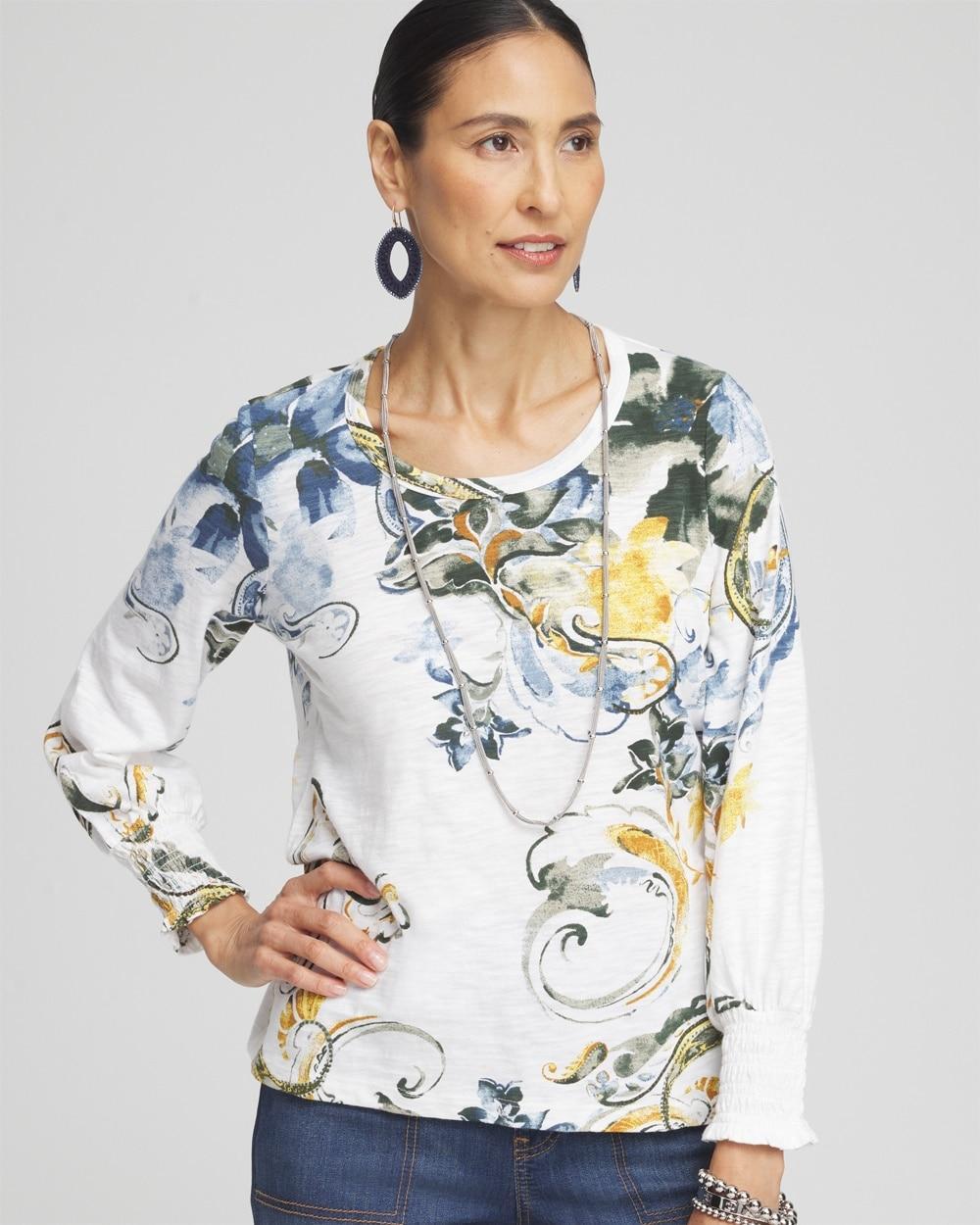 Floral Smocked Sleeve Tee Product Image