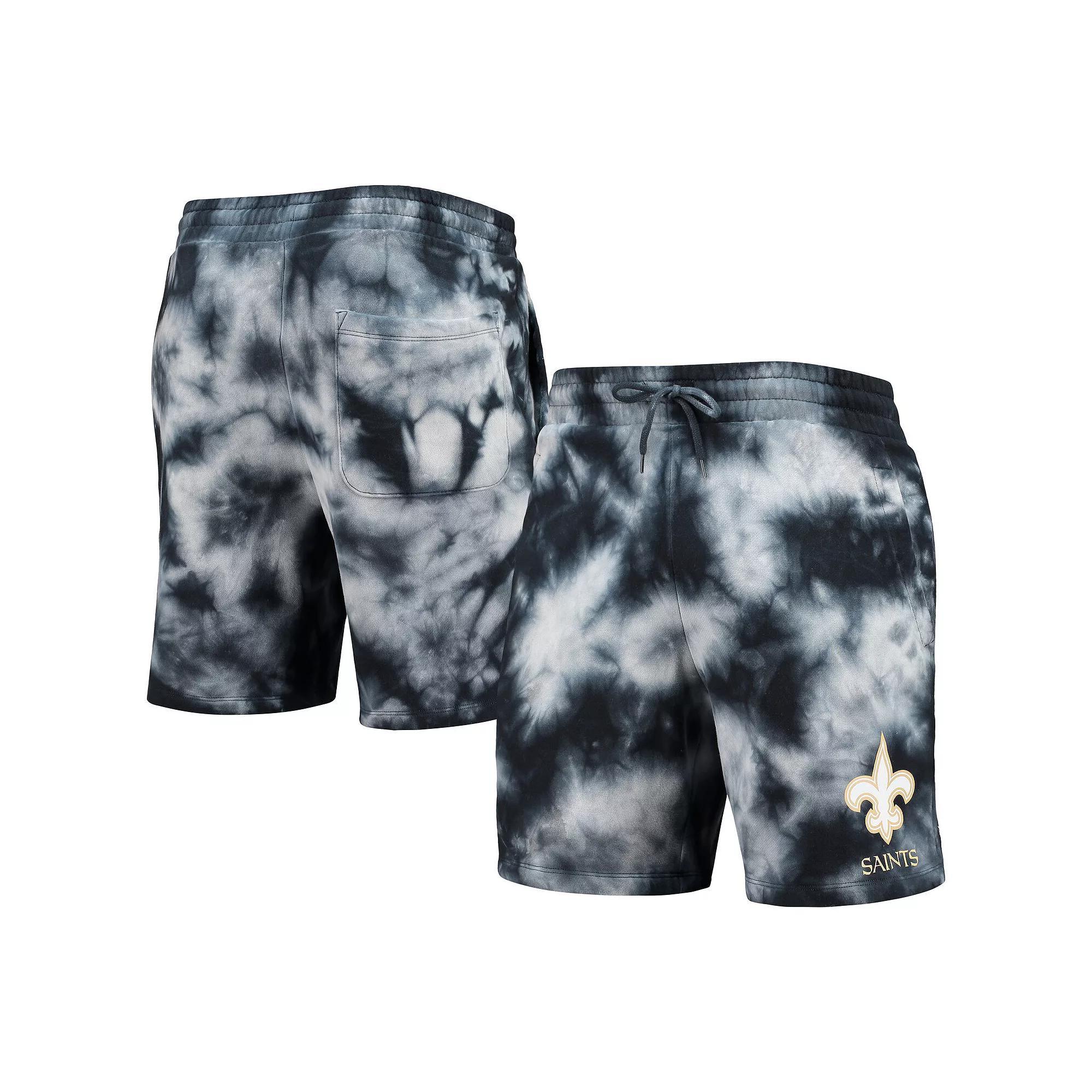 Men's New Era Black New Orleans Saints Tie-Dye Shorts, Size: Large Product Image