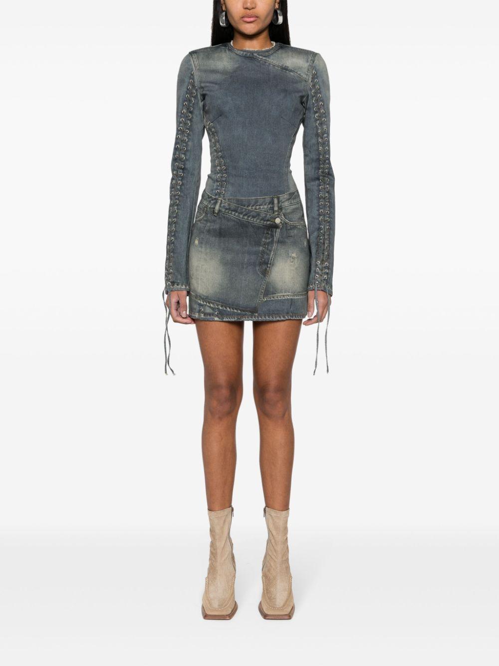 Trompe l&apos;oeil-print cotton mini dress Product Image