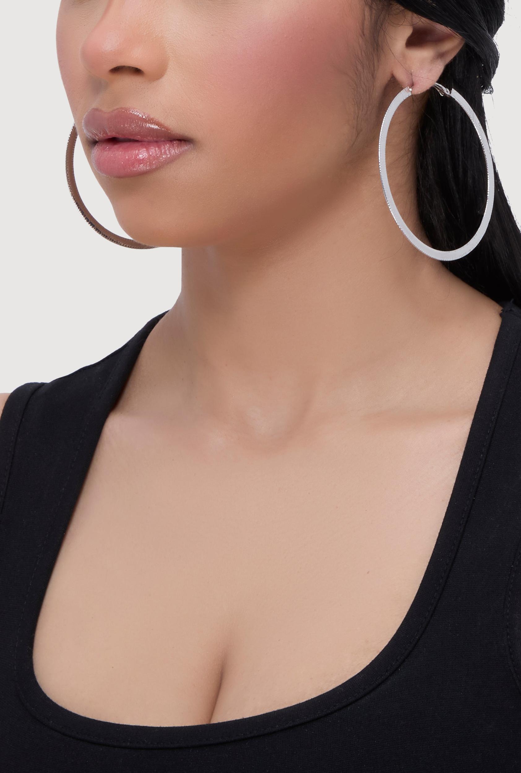 Assorted Charm Layered Necklace with Hoop Earrings Female Product Image