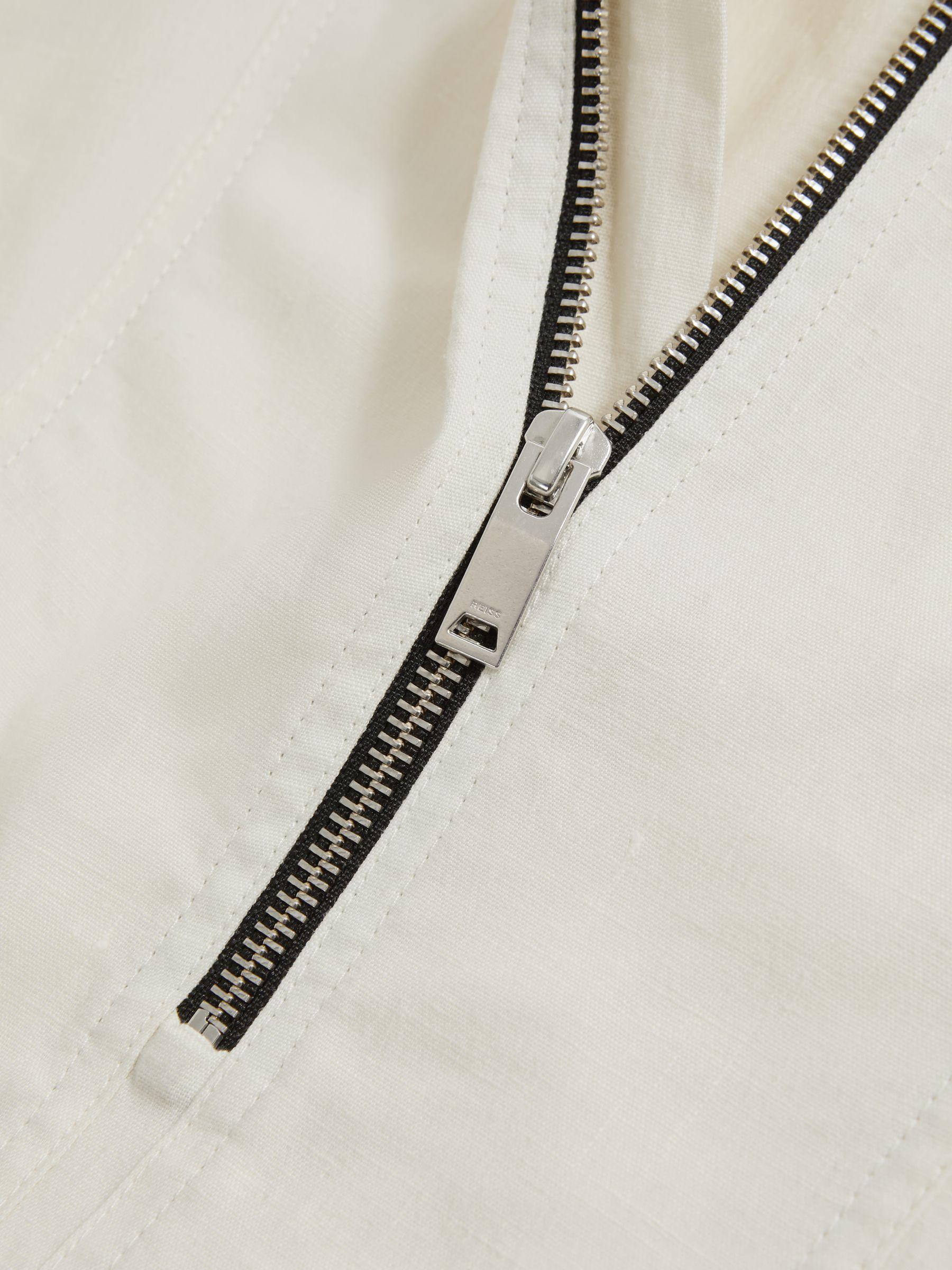 Atelier Linen Blend Hooded Sports Jacket in White Product Image