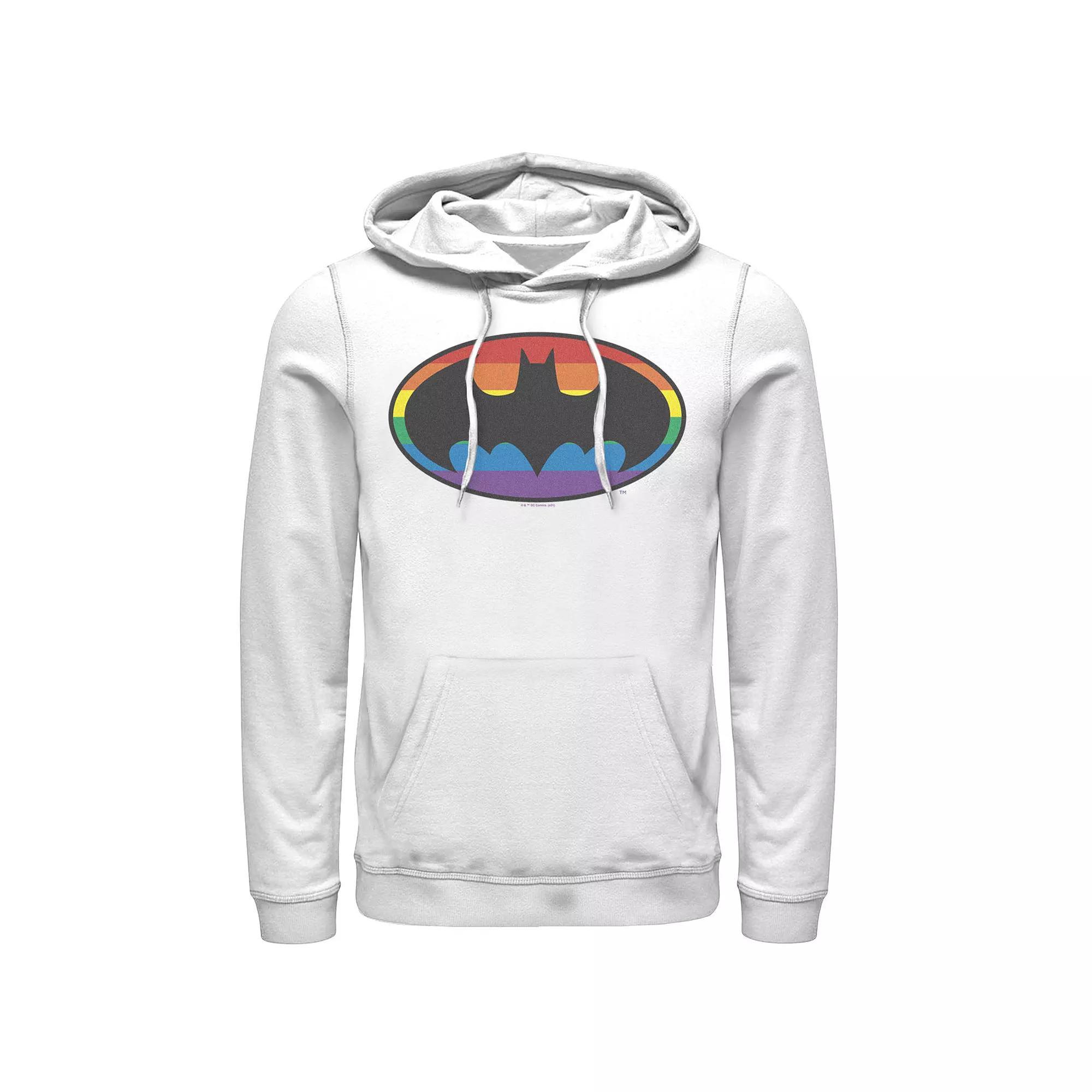 Mens Batman Rainbow Striped Logo Hoodie Product Image